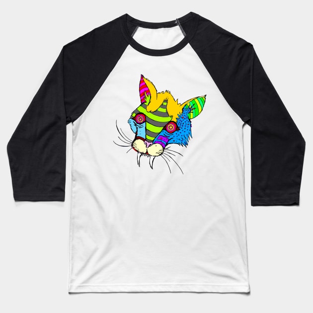 Cat Head Baseball T-Shirt by mothammer